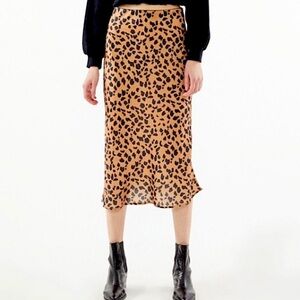 Urban Outfitters Leopard Print Maxi Satin Skirt